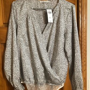 Black & white wrap sleeve bodysuit